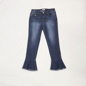 Kenzie - Mid Rise Flared with Raw Ankle Cut Jeans Size: 6/28